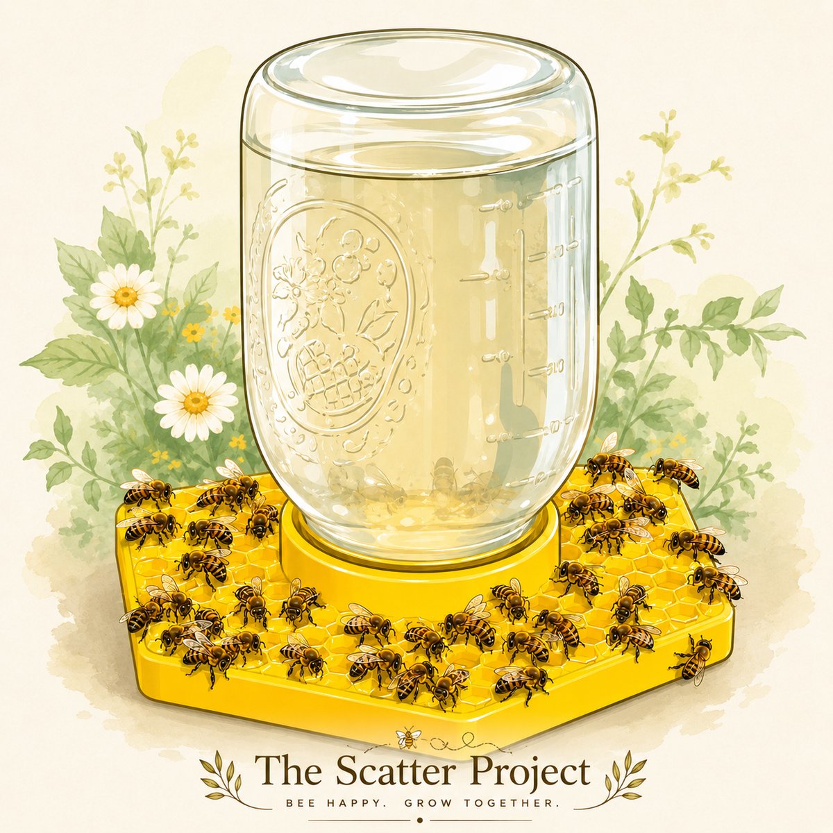 The Bee Bar — Mason Jar Bee Feeder illustration