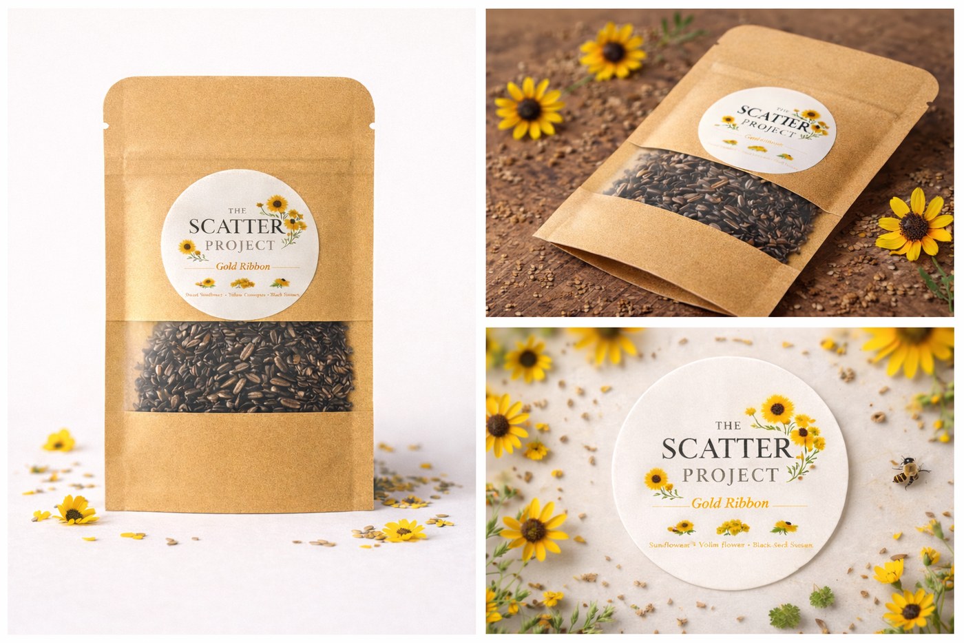 Gold Ribbon wildflower seed pack