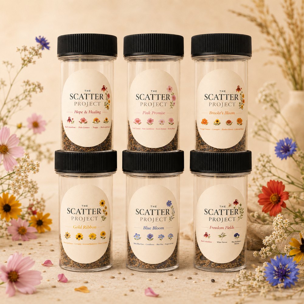 The Scatter Project Seed Shaker — all six cause mixes